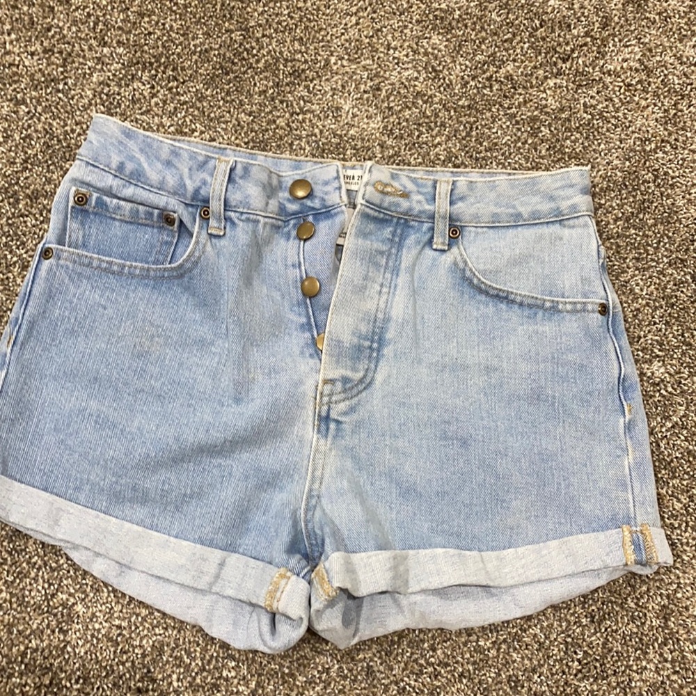 Blue boyfriend jean shorts